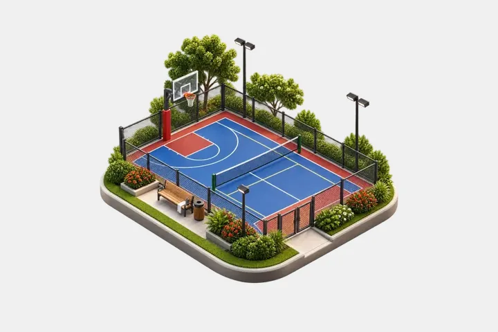 Illustration of the sports court